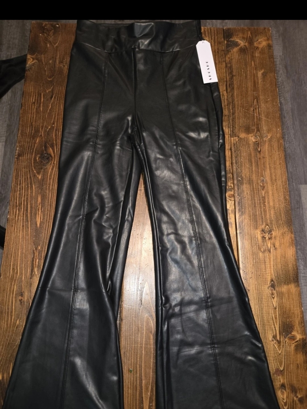 shosho Black Faux Leather High-Waist Pants